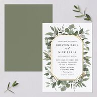 Eucalyptus Frame Wedding Invitations No Foil Pure White Signature Blank No Standard