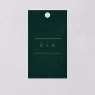 Gold Calligraphy Favor Gift Tags Dark Green Signature