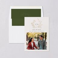 Gilded Monogram Save The Date Cards Gold Dark Camo Signature smooth Blank No Standard