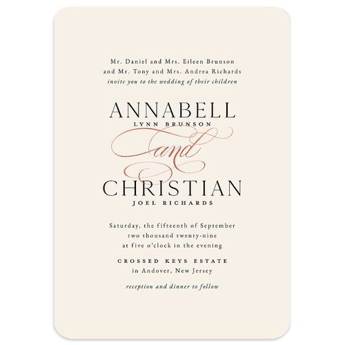 Timeless Classic Foil Wedding Invitations Rose Gold Champagne Signature Blank No Rounded
