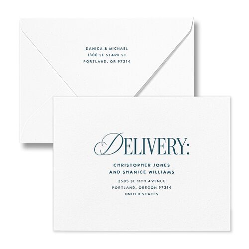 Classic Editorial First Christmas Photos Thank You Card Euro Envelopes Wave Both Recipient and Return Addresses White Luxe Signature