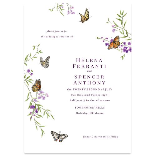 Rustic Butterflies Wedding Invitations Bordeaux Signature Blank No Standard