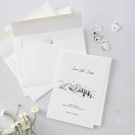 Elegant Mountain Monogram Save the Date Cards Pure White Signature smooth Blank No Standard