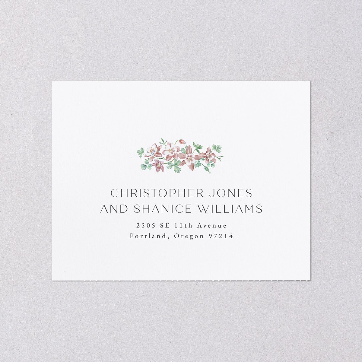 Scenic Denver Colorado All-in-One Wedding Invitations Peach Pink Signature Light Both Recipient and Return Addresses No