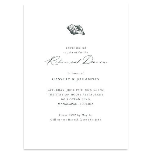 Classic Shell Rehearsal Dinner Invitations Hunter Green Signature Blank Standard