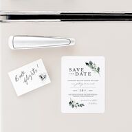 Elegant Greenery Save The Date Magnets Pure White Magnet Paper