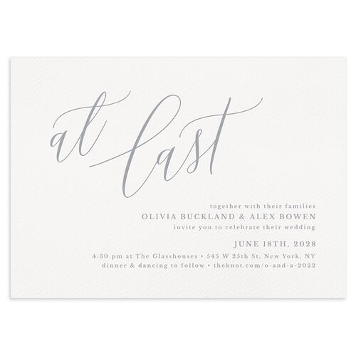 At Last Wedding Invitations Dusty Blue Signature Blank No Standard