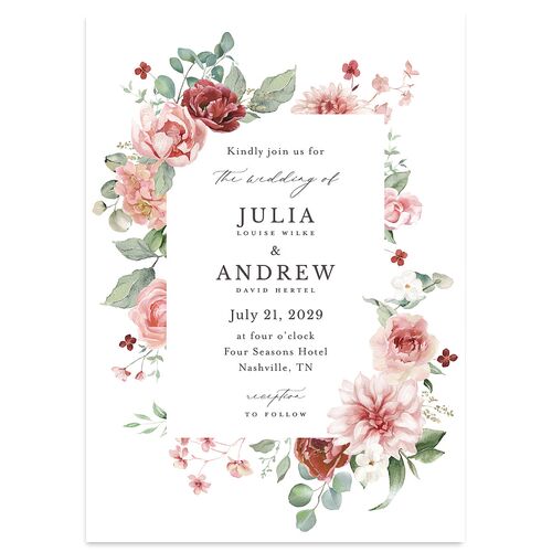 Elegant Floral Wedding Invitations Jewel Red Signature Blank Standard No