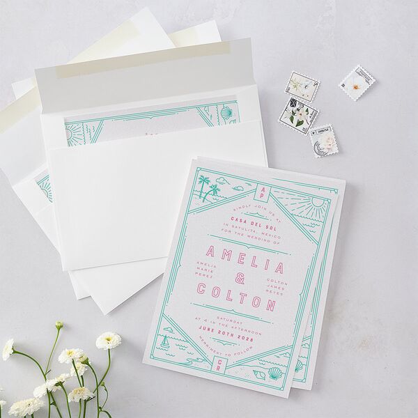 Iconic Beach Wedding Invitations Sky Signature Blank No Standard