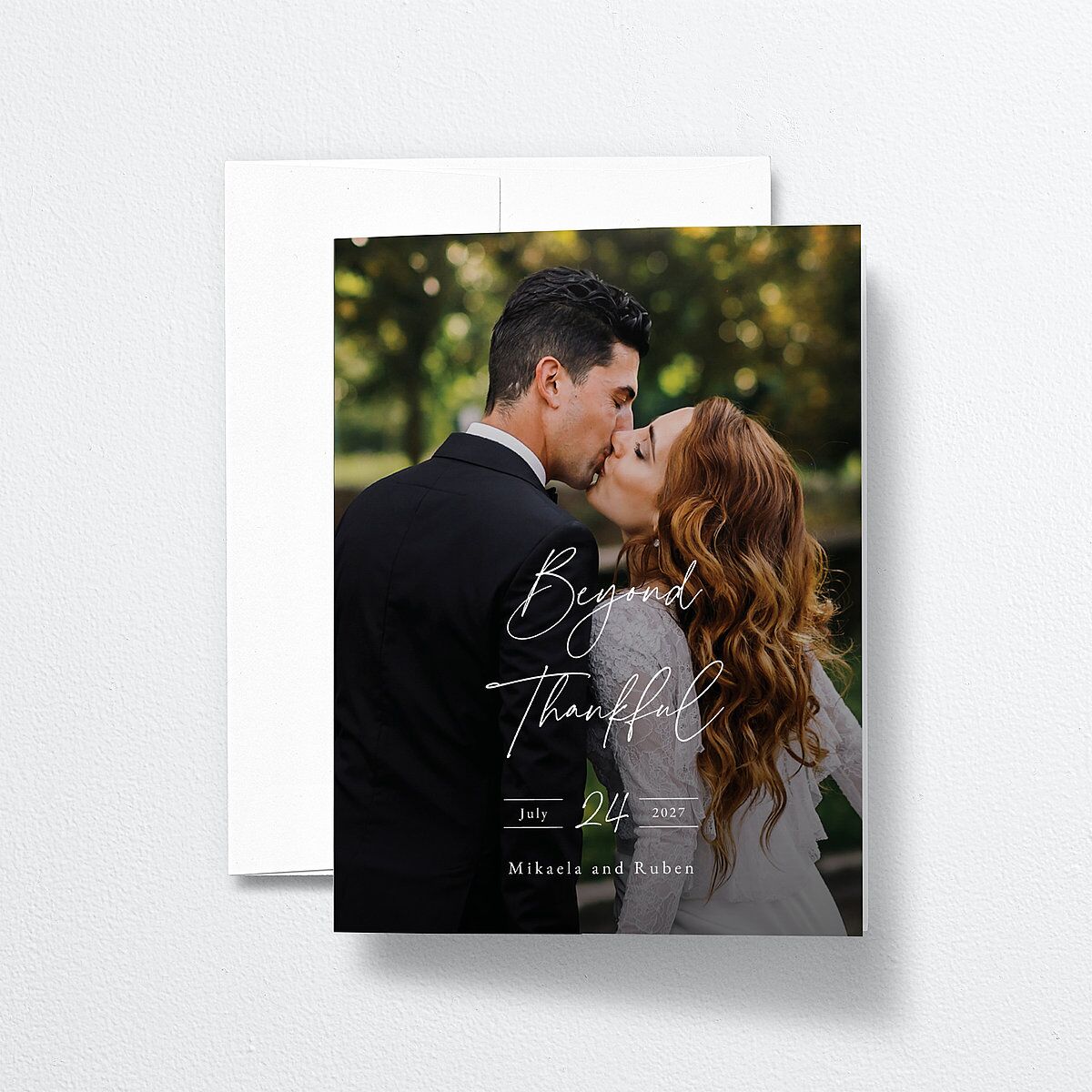 Fairytale Woodgrain Slab Thank You Cards Pure White