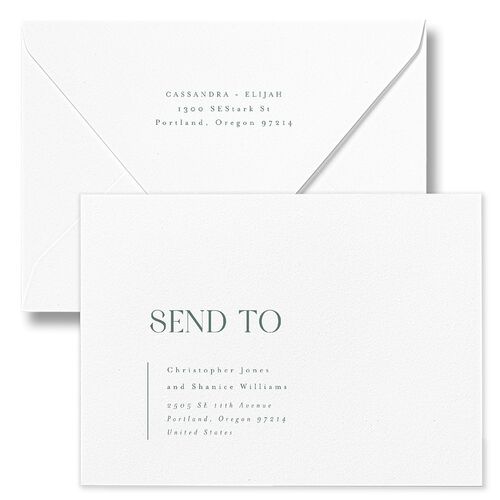 Triptych Photo Save The Date Card Euro Envelopes White Eucalyptus Return Address Luxe Signature
