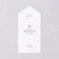 Glamorous Crown Monogram Crest All-in-One Wedding Invitations by Bridgerton Pure White Signature Light Both Recipient and Return Addresses No