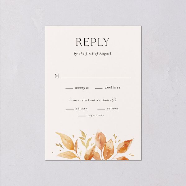 Autumn Frame Wedding Response Cards Gold Raw Sienna Signature Standard