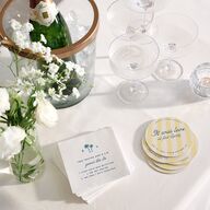 Cabana Stripes Bridal Shower Wedding Day Coasters Lemon Cardboard Circle