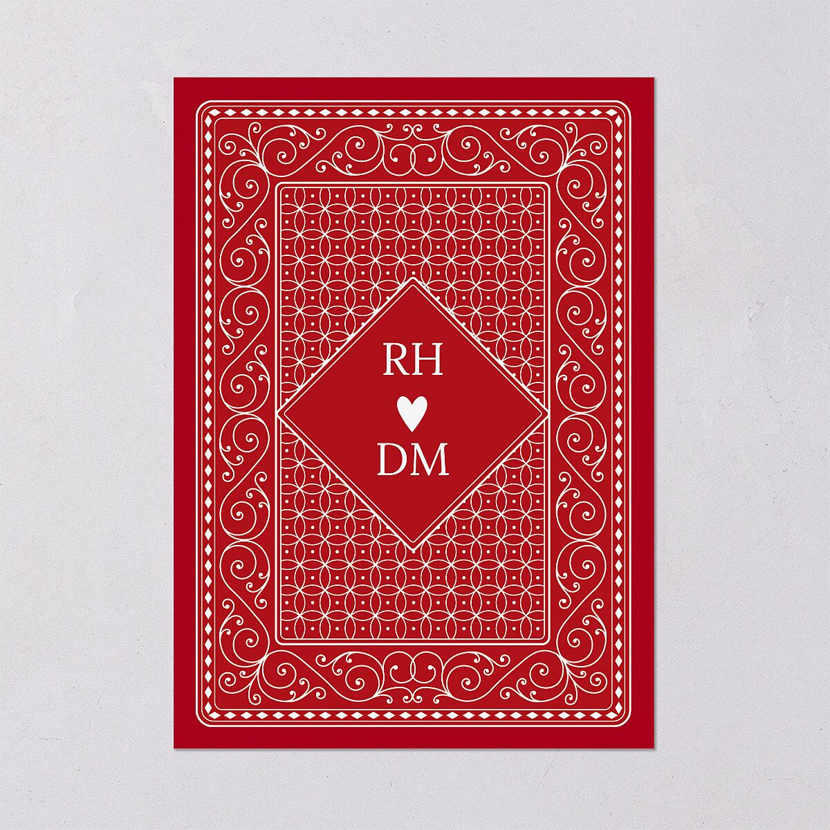 Las Vegas Playing Card Rehearsal Dinner Invitations Jewel Red Signature Blank Standard