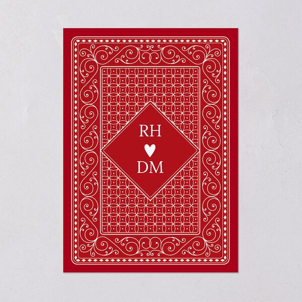 Las Vegas Playing Card Rehearsal Dinner Invitations Jewel Red Signature Blank Standard