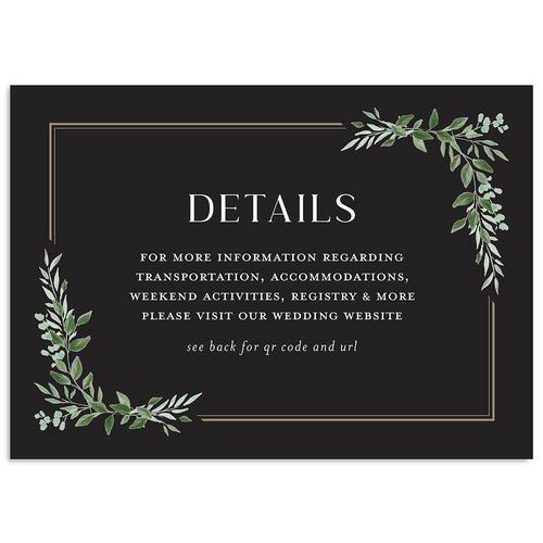 Greenery Frame Wedding Enclosure Cards Licorice Signature Standard