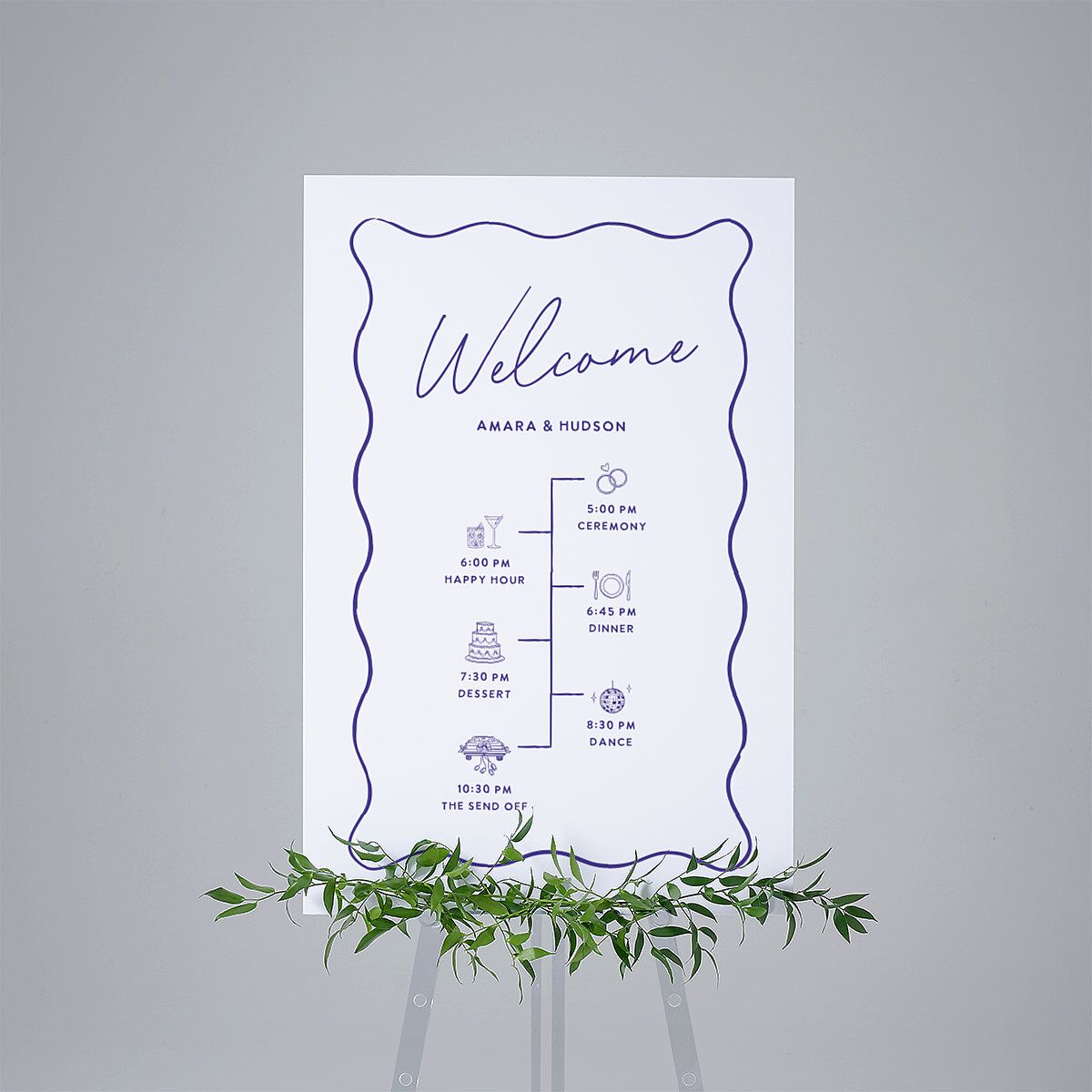 Hand Drawn Wavy Border Standard Welcome Sign Large Sapphire Standard Indoor Foam Core L Welcome