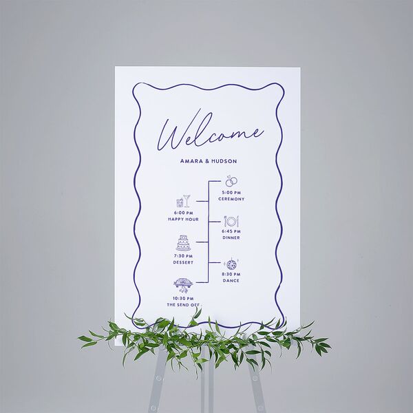 Hand Drawn Wavy Border Standard Welcome Sign Large Sapphire Standard Indoor Foam Core L Welcome