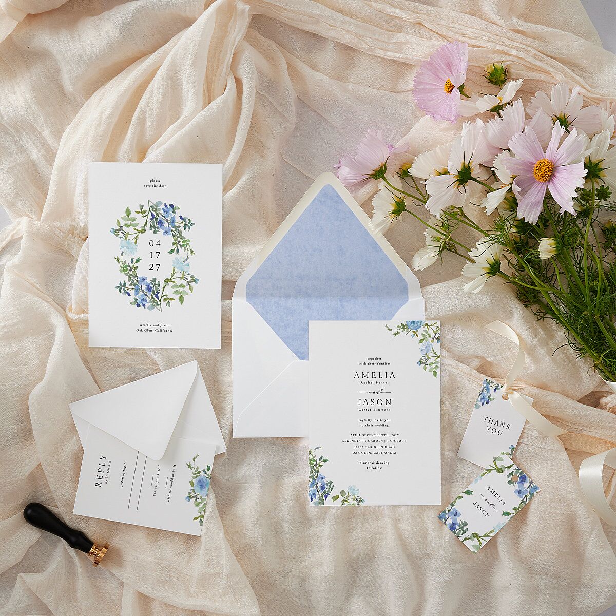 Minimal Floral Euro Envelope Liners Ocean Luxe