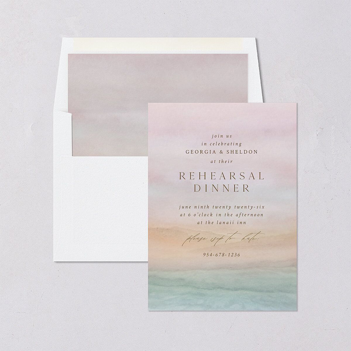 Ethereal Sunset Rehearsal Dinner Invitations — view 4