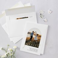 Forever Arch Foil Wedding Invitations Gold Pure White Signature Blank No Standard