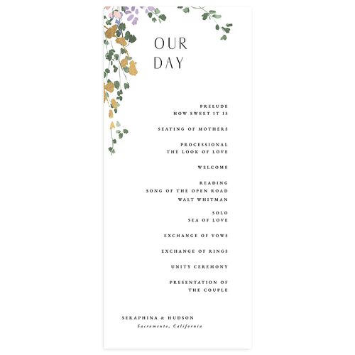 Cascading Florals Wedding Programs Gold Boysenberry Signature
