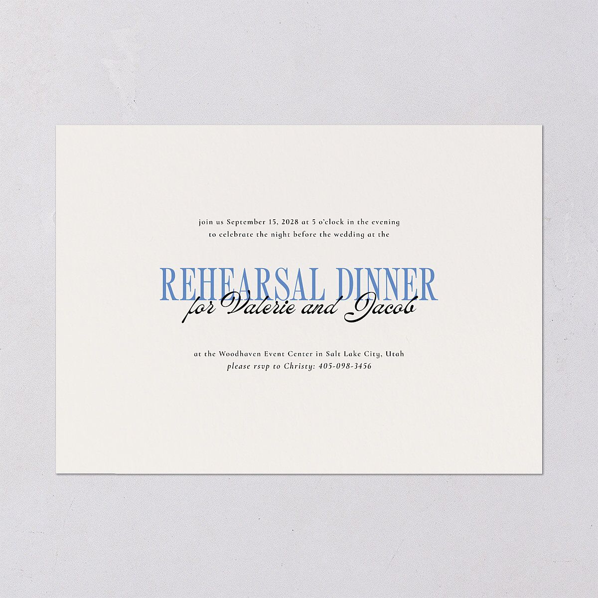 Wavy Frame Photo Rehearsal Dinner Invitations Sea Blue Signature Blank Standard