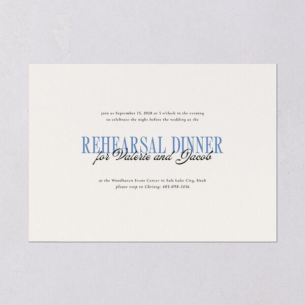 Wavy Frame Photo Rehearsal Dinner Invitations Sea Blue Signature Blank Standard