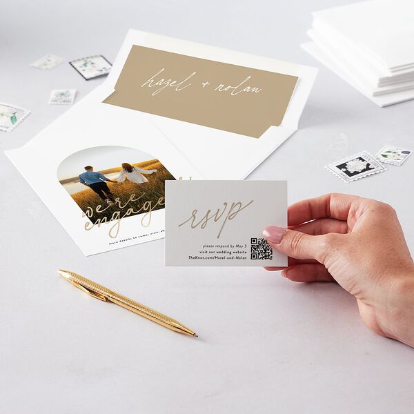 Forever Arch QR Code RSVP Cards Pure White Signature Standard