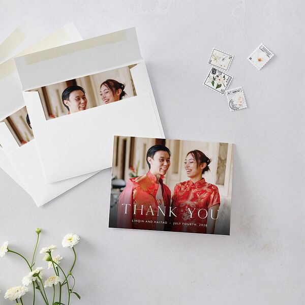 Chinese Phoenix Fenghuang Thank You Cards Rose Pink