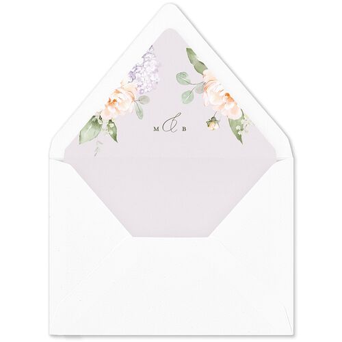Elegant Peonies and Hydrangeas Euro Envelope Liners Lilac Luxe