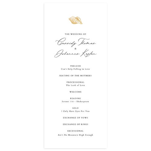 Classic Shell Wedding Programs Gold Licorice Signature