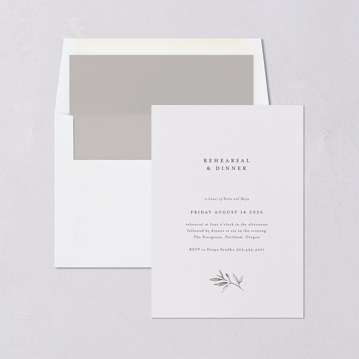 Shining Sprig Rehearsal Dinner Invitations — view 4