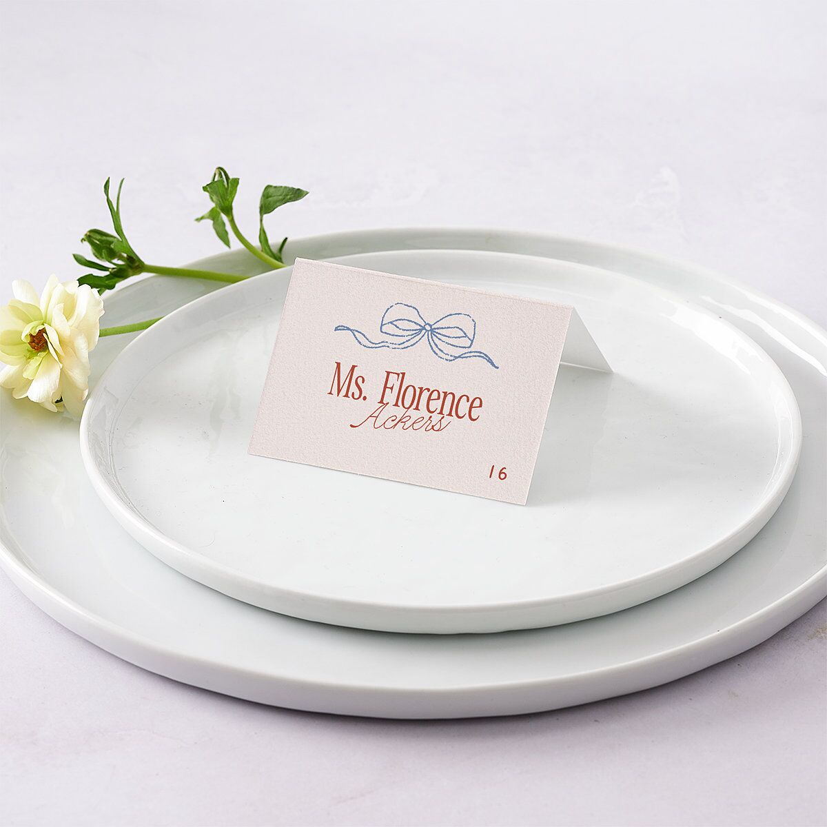 Modern Delicate Bows Place Cards Jewel Red Signature