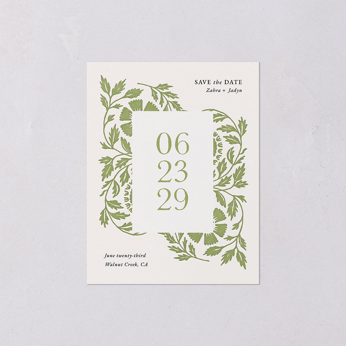 Block Print Save the Date Petite Cards Meadow Signature smooth Blank No Standard