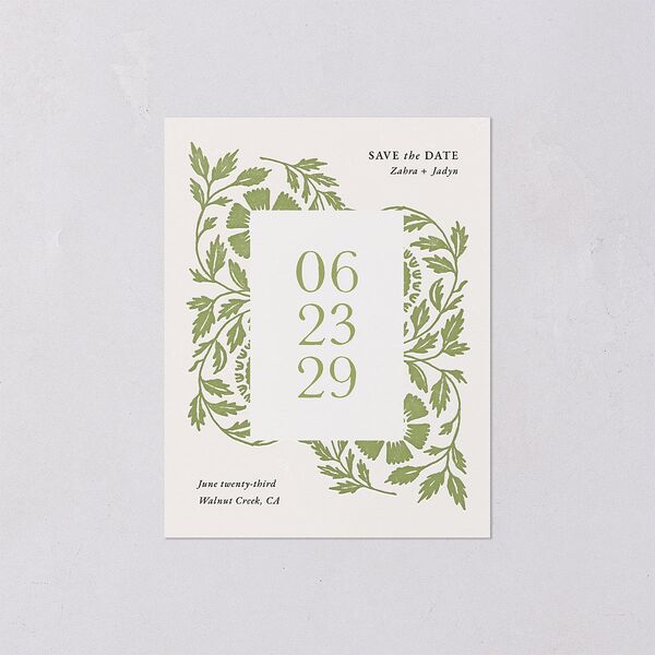 Block Print Save the Date Petite Cards Meadow Signature smooth Blank No Standard
