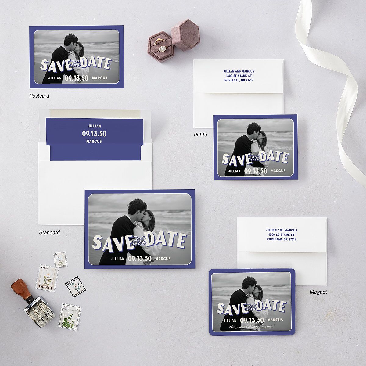 Retro Photo Postcard Inspired Save the Date Postcards Sapphire
