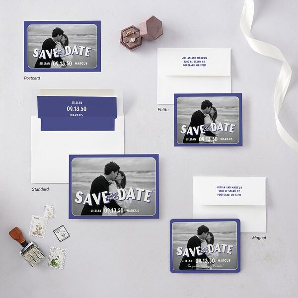 Retro Photo Postcard Inspired Save the Date Postcards Sapphire