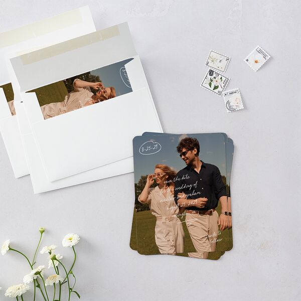Sunny Day Modern Script Save The Date Magnets Pure White Magnet Paper
