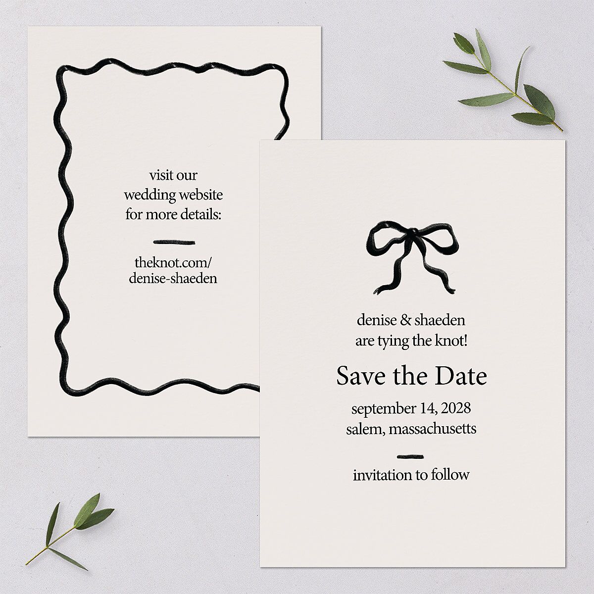 Dainty Bow Save the Date Cards — view 1