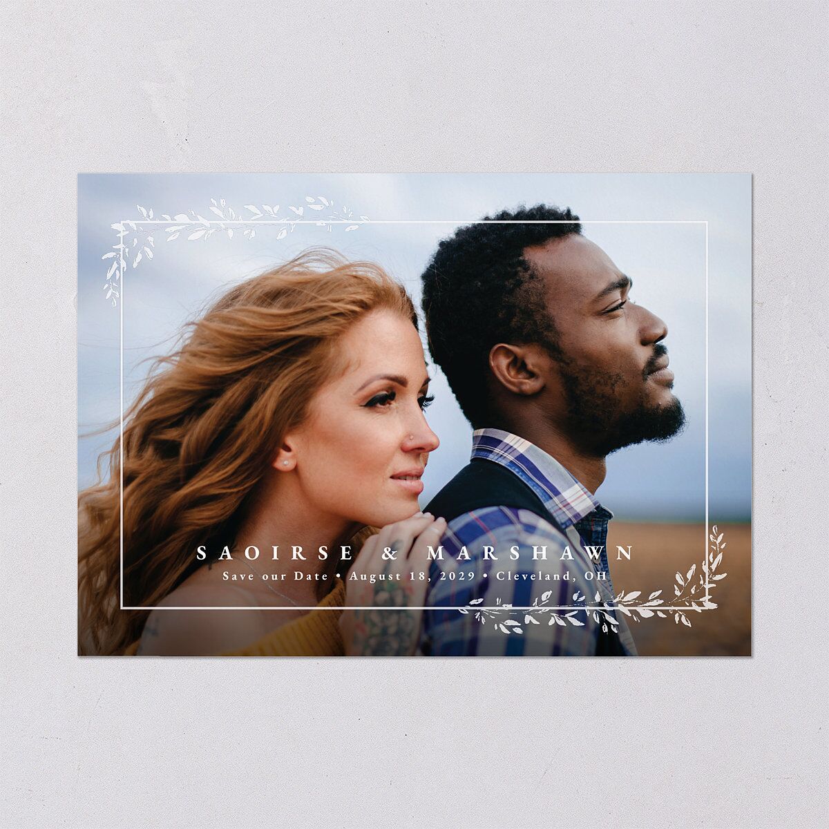 Dainty Frame Save the Date Cards Pure White Signature smooth Blank No