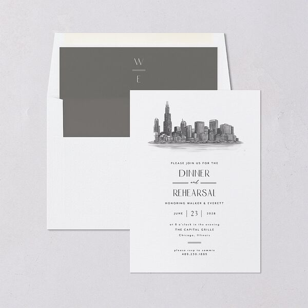 Watercolor Chicago Rehearsal Dinner Invitations Licorice Signature Blank Standard