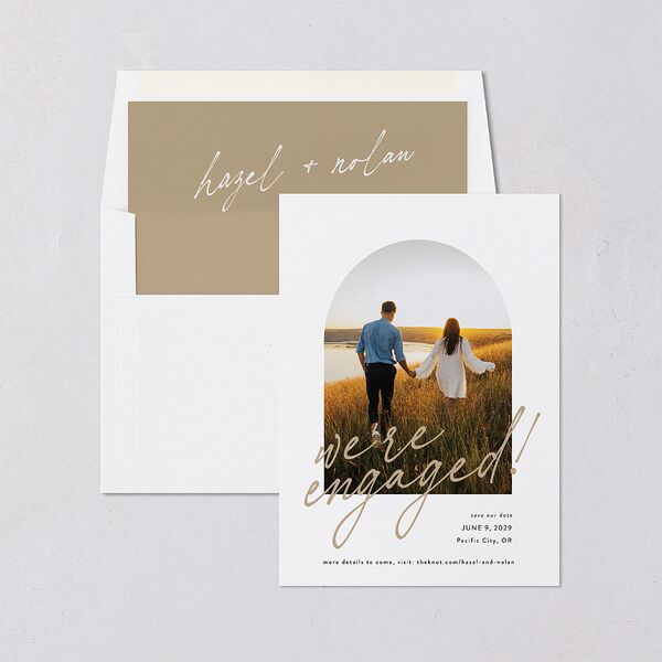 Forever Arch Save the Date Cards Pure White Signature smooth Blank No Standard