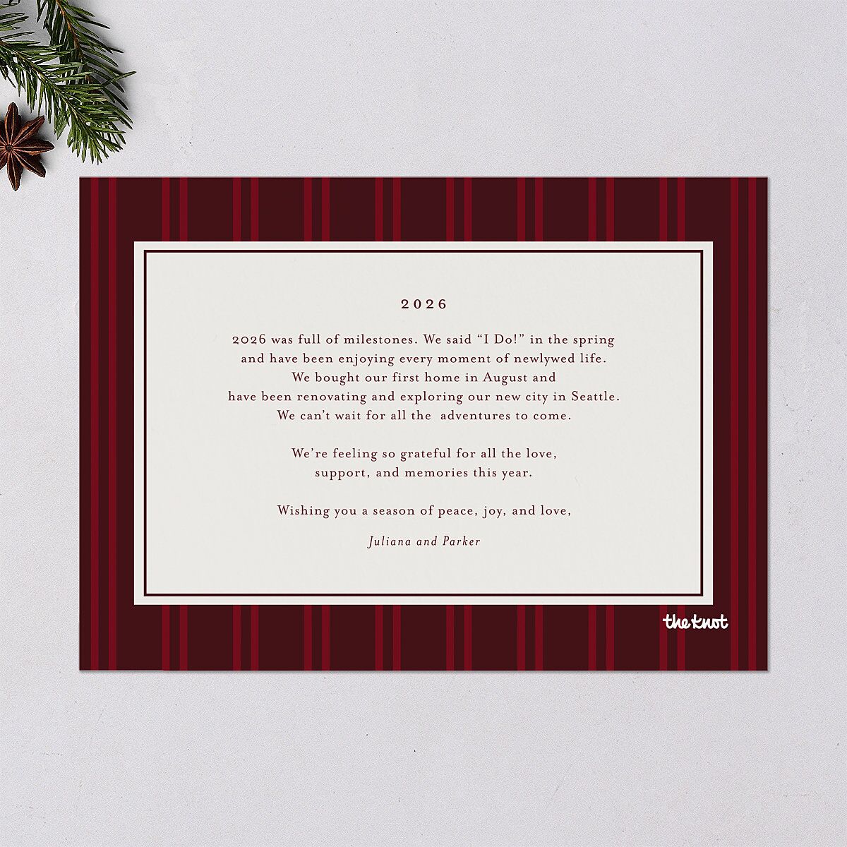 Very Married Christmas Photo Gallery Holiday Cards Burgundy Signature Blank Standard