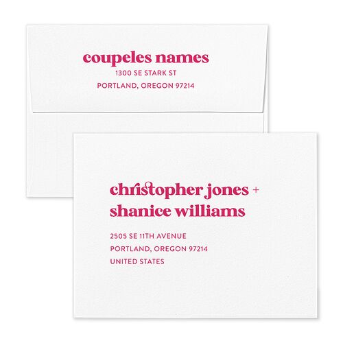 Vibrant Bold Thank You Card Envelopes Terracotta Standard Hot Pink Both Recipient and Return Addresses Signature