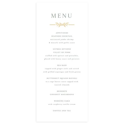Monogram Leaves Menus Gold Eucalyptus Signature