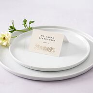 Rose Garden Crest Place Cards by Bridgerton Gold Taupe Signature