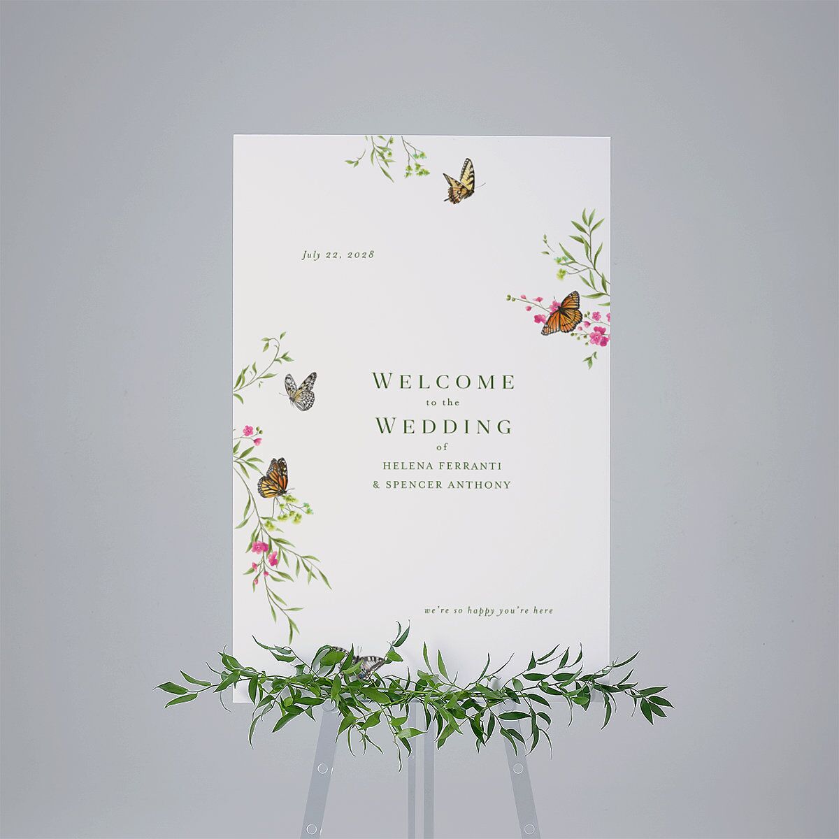 Rustic Butterflies Standard Welcome Sign Large Scottish Green Standard Indoor Foam Core L Welcome