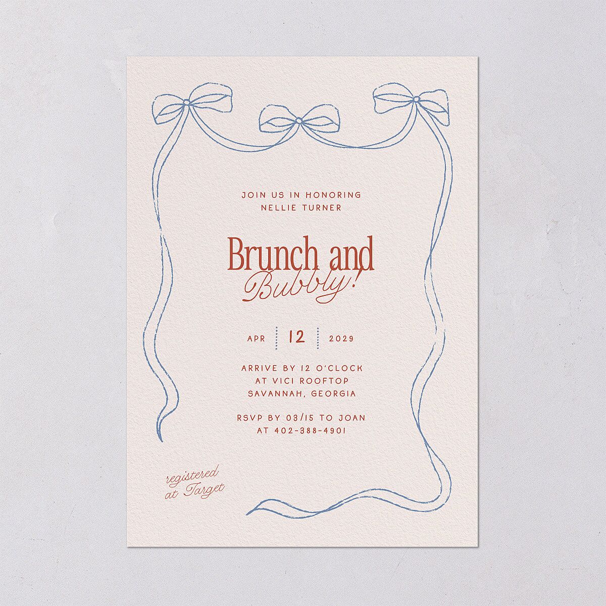 Modern Delicate Bows Bridal Shower Invitations Jewel Red Signature Blank Standard